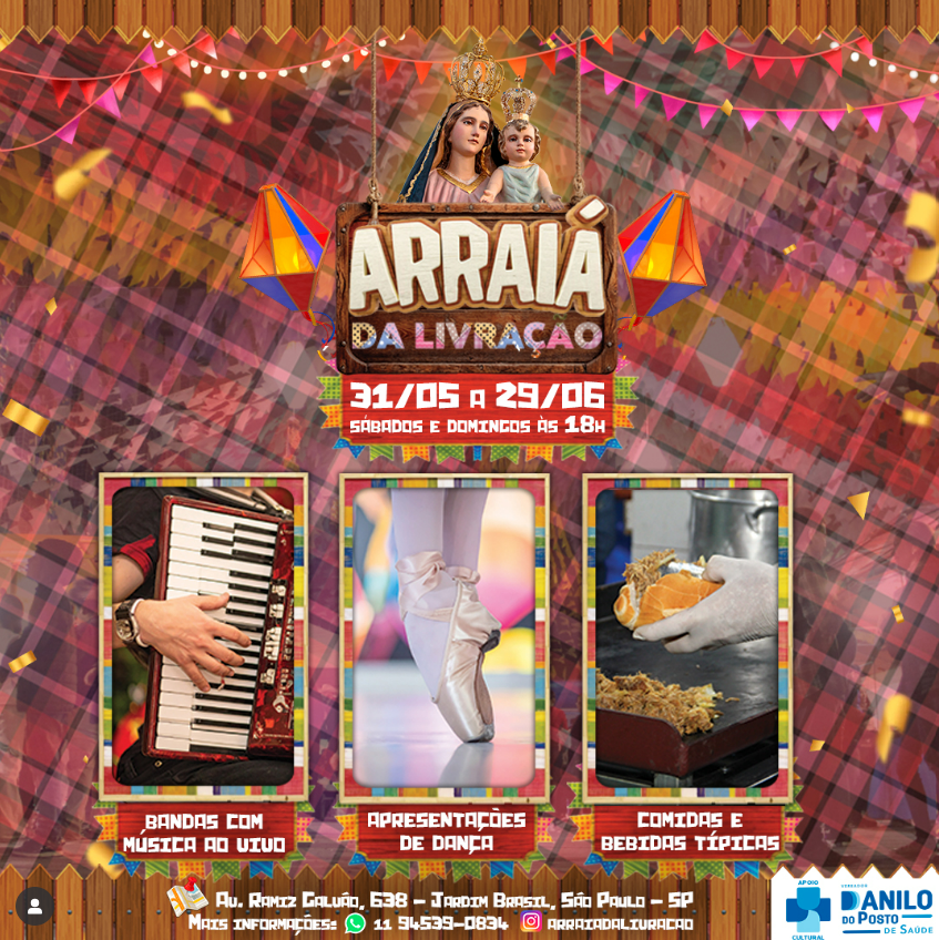 Arraiá da Livração com múisca ao vivo, forró, danças e comidas típicas