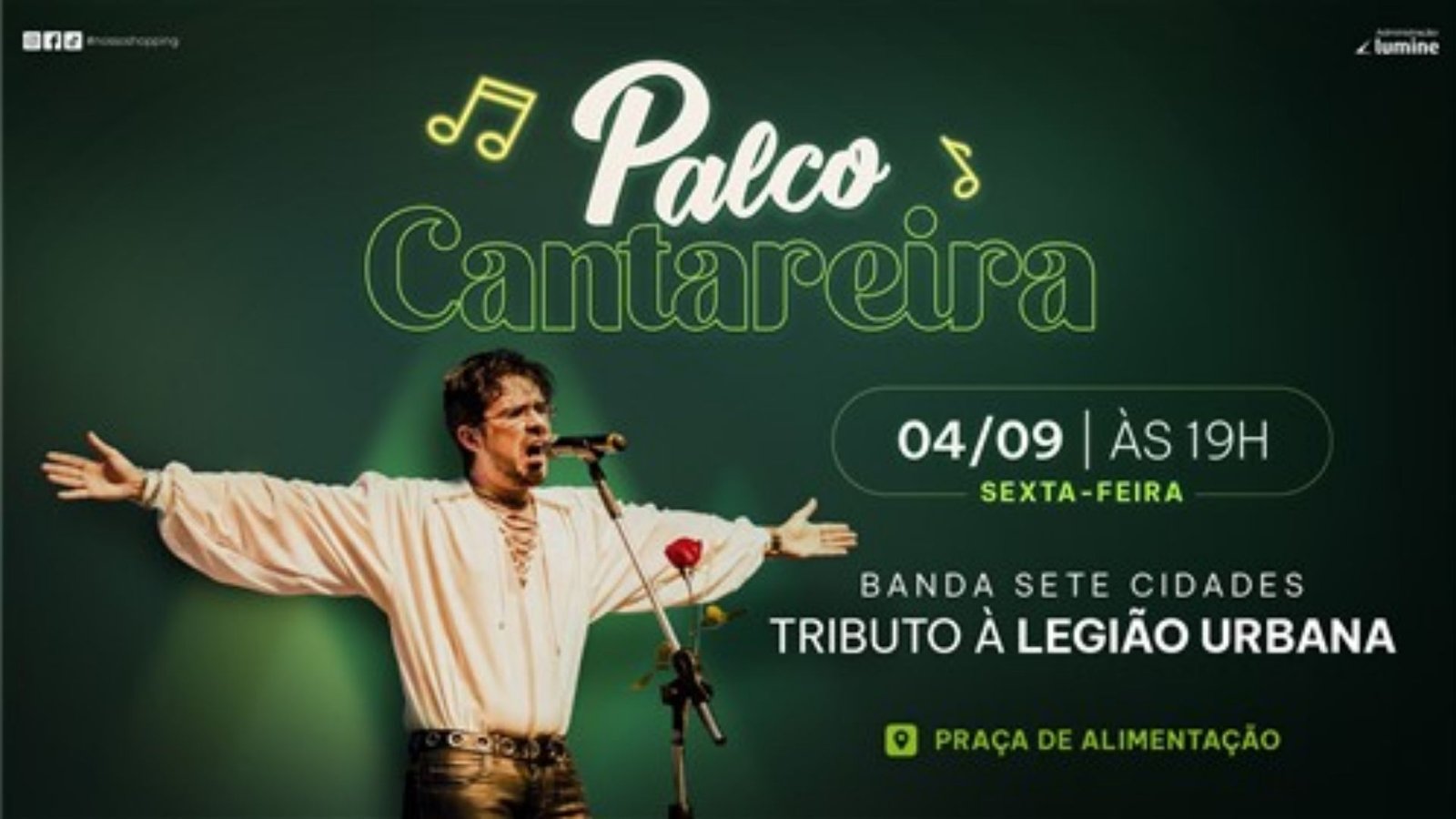 show gratuito na zona norte com tributo à Legião Urbana